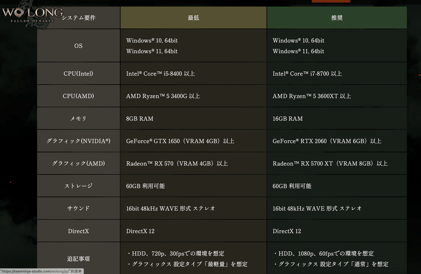 ps4游戏商店苹果手机版:《卧龙：苍天陨落》PC 配置需求公布：1080p 60 帧需 RTX 2060
